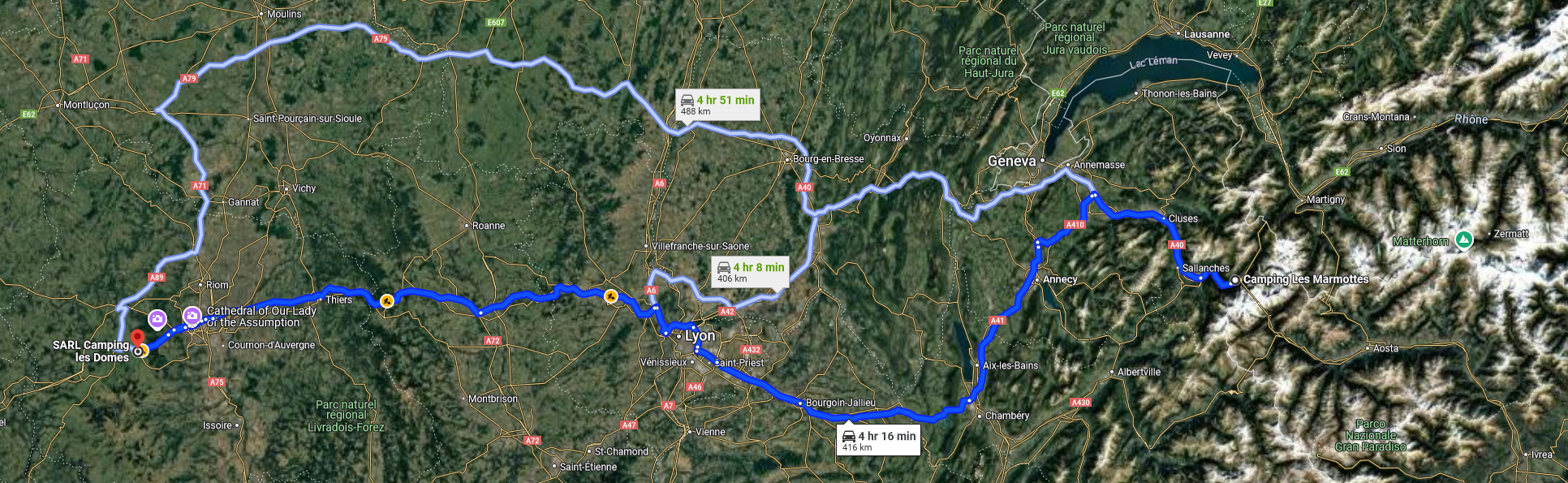 Ruta Nébouzat a Chamonix - Mont Blanc